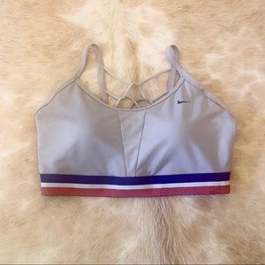 Nike Gray Indy Sports Bra; Blue/White,/Red Band